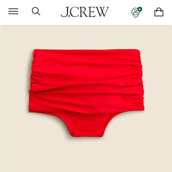 J. Crew Other - NEW! J.CREW High-waisted ruched RED Swim Bottoms